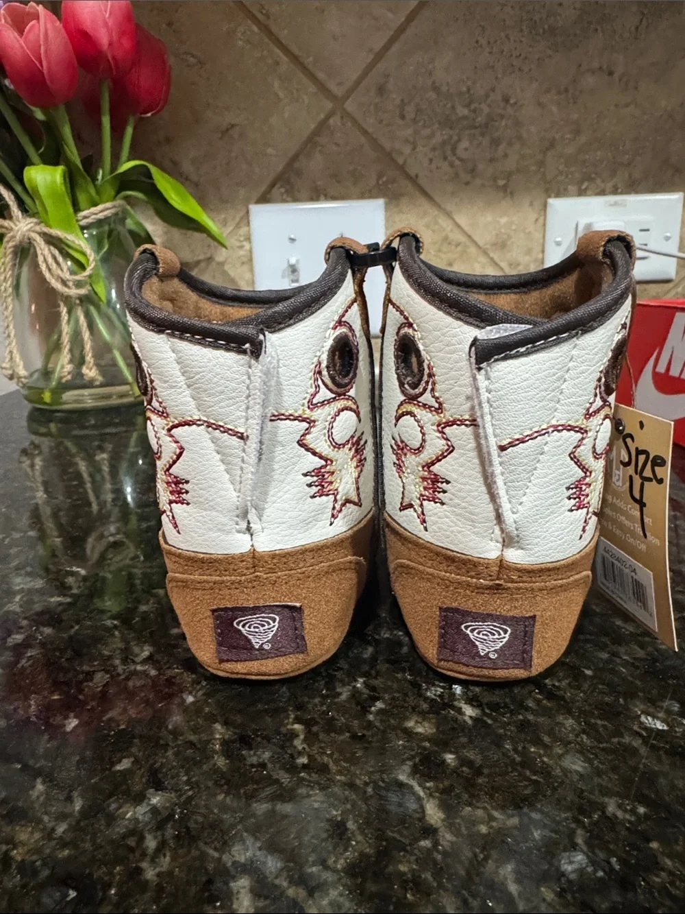 Infant Cowboy Booties in Brown and White - Twister Trey